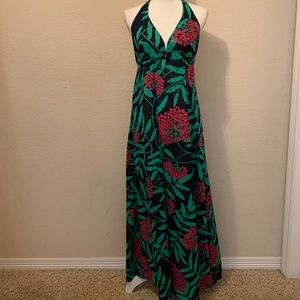 NWT Sz Medium JB by Julie Brown Maxi Dress –Navy Floral Poppy (w/one small flaw)